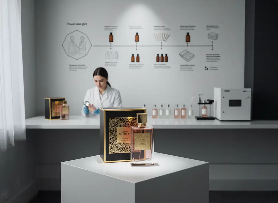Final perfume product showcasing the importance of sample development for quality and brand trust